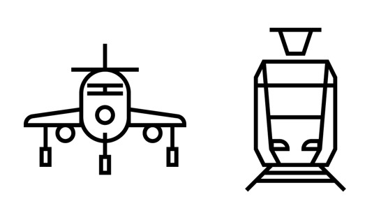Flugzeug und Zug Icon